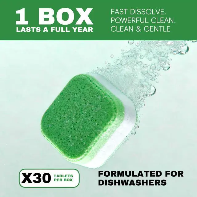 Alt view image 4 of 7 - Dishwasher Cleaner Tablets, 30 Pack, Helps Reduce Limescale, Grease & Odors, Supports Hard Water Buildup, for Dishwasher Spray Arms, Filters & Drains, Tea Tree Oil