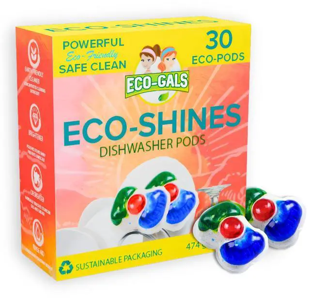 Main image of Eco-Shines Dishwasher Detergent Pods With 3 in 1 Power of Liquid, Powder, and Gel for Brighter Cleaner Dishes