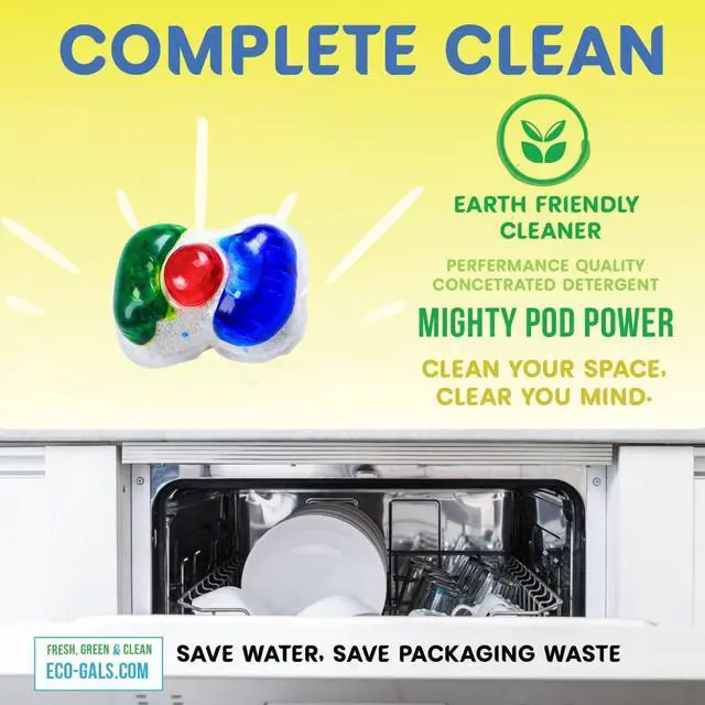 Alt view image 6 of 7 - Eco-Shines Dishwasher Detergent Pods With 3 in 1 Power of Liquid, Powder, and Gel for Brighter Cleaner Dishes