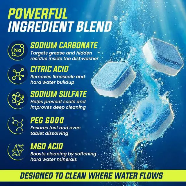 Alt view image 6 of 7 - Dishwasher Cleaner and Deodorizer Tablets 26-Pack, Deep Cleaning Descaler for Dishwasher Machine, Heavy Duty, Septic Safe, Removes Grease & Build-ups, 1 Year of Cleaning Supplies (Unscented)