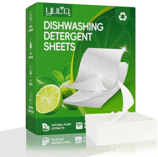 Main image of Dishwasher Detergents Sheets-100% Natural Plant-Based Eco Dishwashing Soap Solid Enzymes Grease Removal & Shiny Finish Compatible with Large & Small Dishwashers Tablets Residue-Free (Orange)