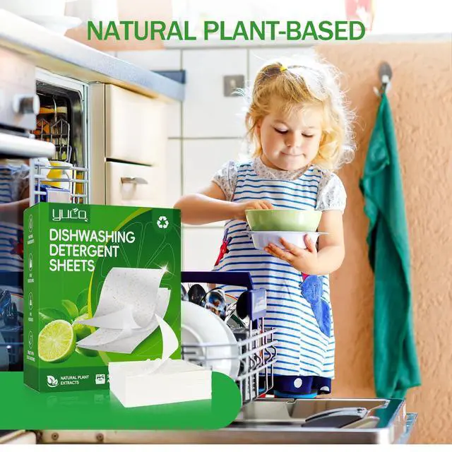 Alt view image 7 of 7 - Dishwasher Detergents Sheets-100% Natural Plant-Based Eco Dishwashing Soap Solid Enzymes Grease Removal & Shiny Finish Compatible with Large & Small Dishwashers Tablets Residue-Free (Orange)