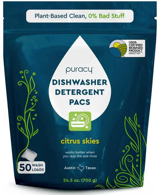Main image of Dishwasher Pods, Natural Dishwasher Detergent, Citrus Skies Dish tabs - Enzyme-Powered, Spot & Residue Free - TikTok Trend Items, Must Haves from TikTok Made Me Buy It (Citrus Skies, 50 Count)