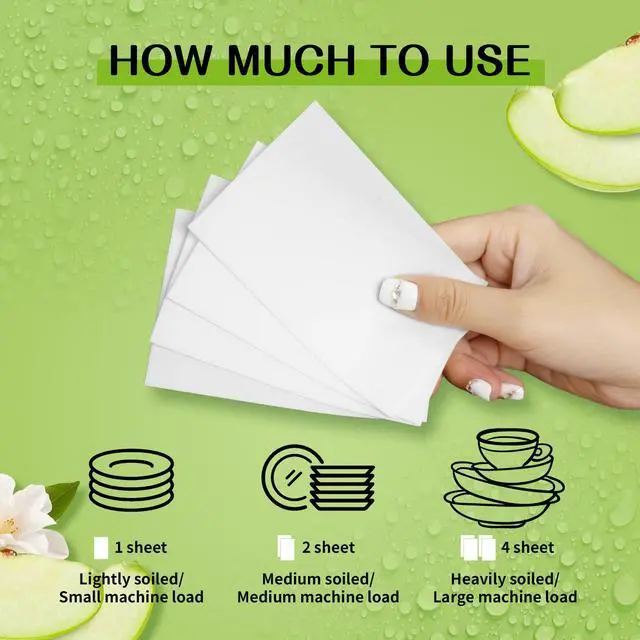 Alt view image 3 of 6 - Dishwasher Detergent Sheets 100 Loads Liquid-Free Dish Soap Cleaner Strips Eco-Friendly No Plastic Dishwasher Pods Detergent Use in Dishwasher or Sink Leaving Dishes Sparkling Clean (Apple)