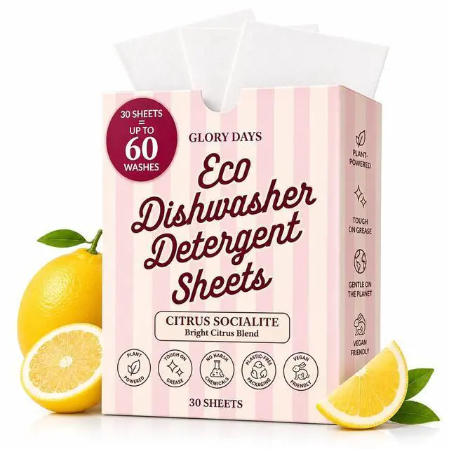 Main image of Dishwasher Sheets Citrus Socialite | Eco Friendly, Clean Dishwasher Detergent | Dual Enzyme, Plastic-Free, Vegan | 30 Count