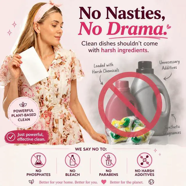 Alt view image 2 of 6 - Dishwasher Sheets Citrus Socialite | Eco Friendly, Clean Dishwasher Detergent | Dual Enzyme, Plastic-Free, Vegan | 30 Count