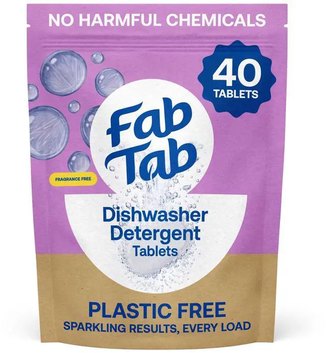 Main image of Plastic-Free Dishwasher Detergent Tablets, Unscented, 40 Count