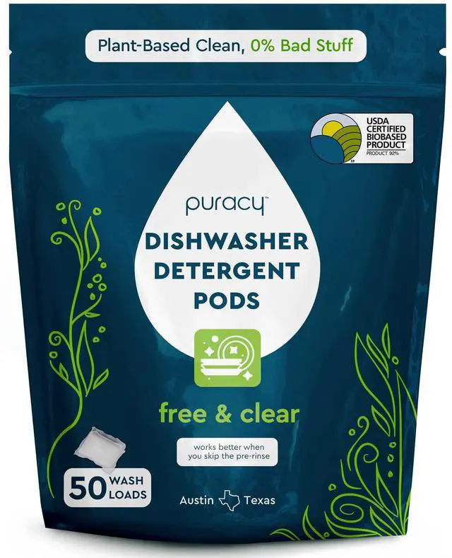 Main image of Dishwasher Pods, Dishwasher Detergent, Free & Clear Dish tabs - Enzyme-Powered, Spot & Residue Free - TikTok Trend Items, Must Haves from TikTok Made Me Buy It (Free & Clear, 50 Count)