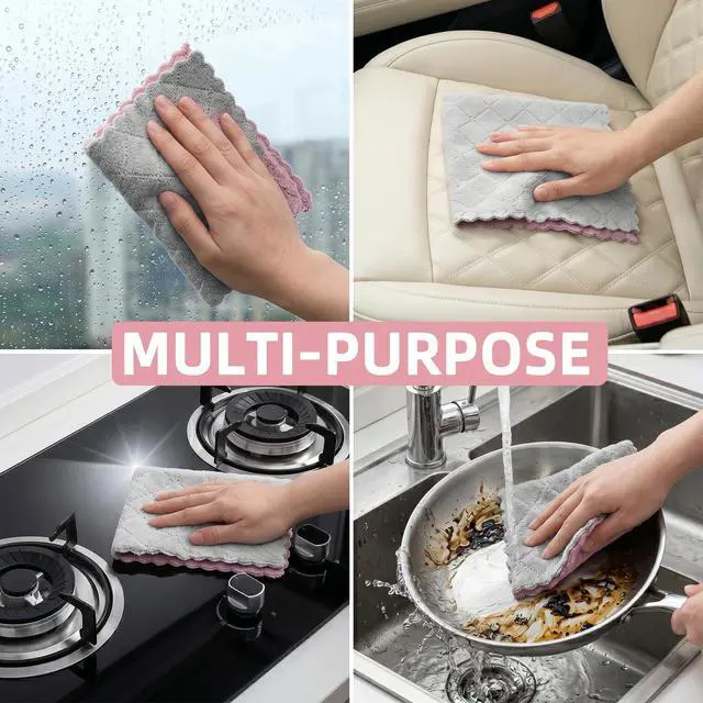 Alt view image 7 of 7 - 12 Pack Dish Cloths, Double-Sided Coral Fleece Kitchen Washcloths
