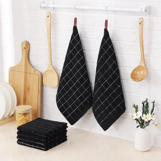 Alt view image 6 of 7 - 100% Cotton Terry Kitchen Dish Cloths, Ultra Soft and Absorbent Dish Towels for Kitchen, Suitable for Drying and Washing Dishes, 6 Pack, 12 x 12 Inches, Black