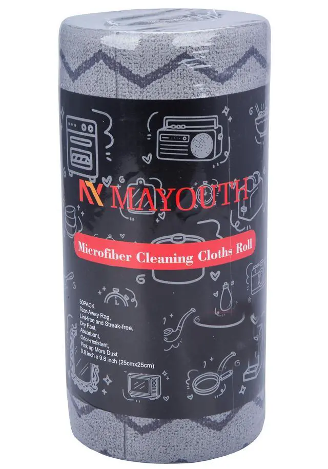 Alt view image 3 of 7 - Microfiber Cleaning Cloths Roll 50-Pack Reusable Paper Towels for Car Wash Supplies Ultra Absorbent Kitchen Dish Rags House Window Cleaning Cloths Lint Free Tear Away (Navy Blue Wave Pattern)