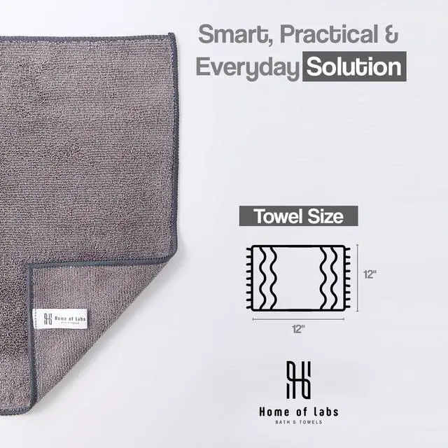Alt view image 2 of 7 - Microfiber Cleaning Cloth 12 Pack, 12x12 Inch Lint Free Streak Free Towels, Ultra Absorbent Cleaning Rags for Cars, Auto Detailing, Kitchen & Windows (12, Grey)