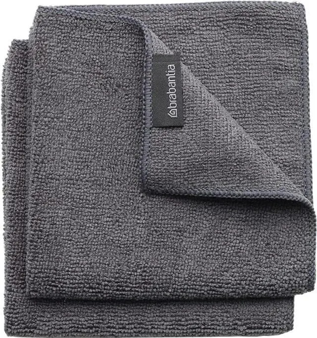 Main image of x2 Microfiber Cleaning Dish Cloths (Dark Gray) Absorbent Hygenic Rags for Washing, Cleaning, Drying (12x12)