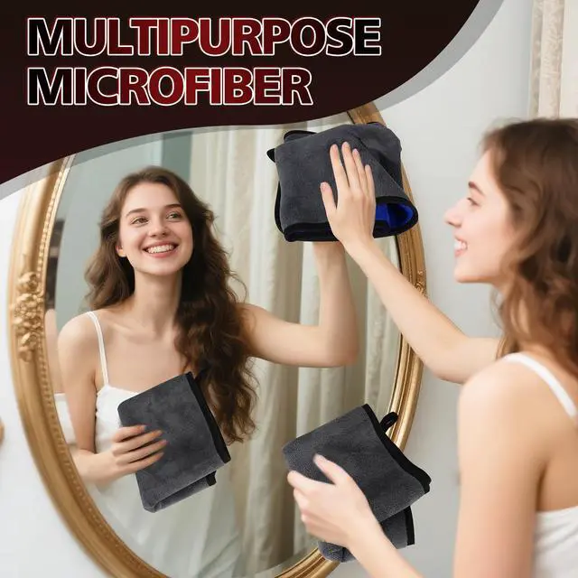 Alt view image 5 of 7 - 2 Pack Microfiber Cleaning Cloth, 23"x 11" Extra Large Microfiber Towels, Ultra Absorbent Car Washing Towels, Reusable Lint Free Streak Free Cleaning Rags for Car, Kitchen, and Window