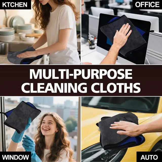 Alt view image 6 of 7 - 2 Pack Microfiber Cleaning Cloth, 23"x 11" Extra Large Microfiber Towels, Ultra Absorbent Car Washing Towels, Reusable Lint Free Streak Free Cleaning Rags for Car, Kitchen, and Window