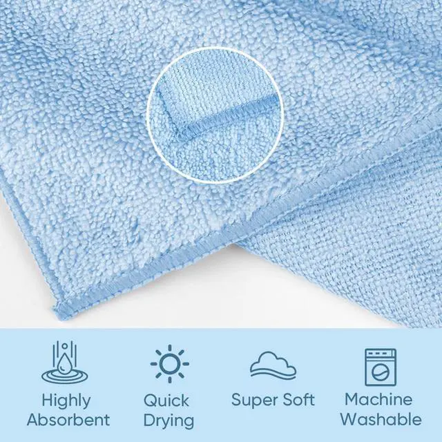 Alt view image 2 of 7 - Microfiber Washcloths 50 Pack, Highly Absorbent and Soft Face Towel, Multi-Purpose Wash Cloths for Bathroom, Hotel, Spa, Gym, and Kitchen, 12x12 Inch