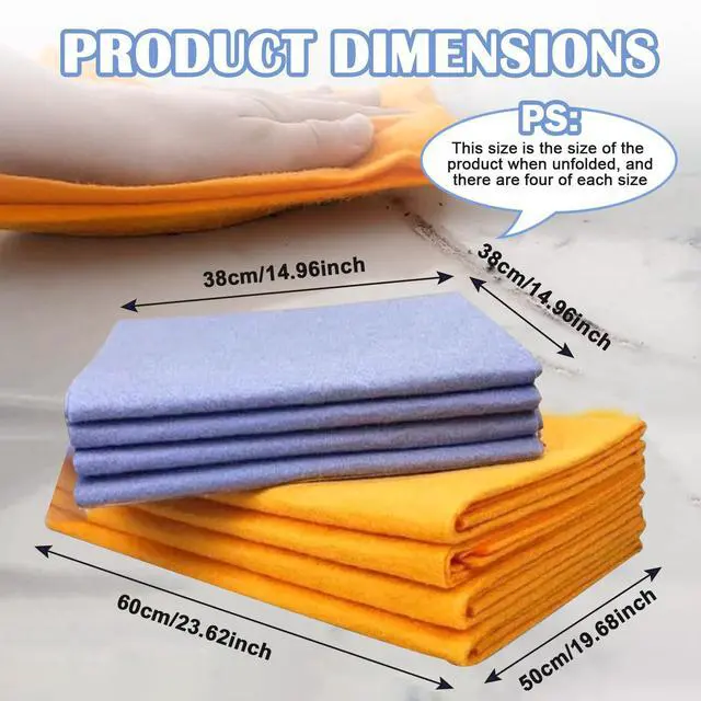 Alt view image 2 of 7 - Ultra-Absorbent Miracle Cleaning Shammy, Super Absorbent Cleaning Cloth Multi-Purpose Non-Woven Cleaning Towels for Home Kitchen Bathroom Car Pet Stains(8 Pack)