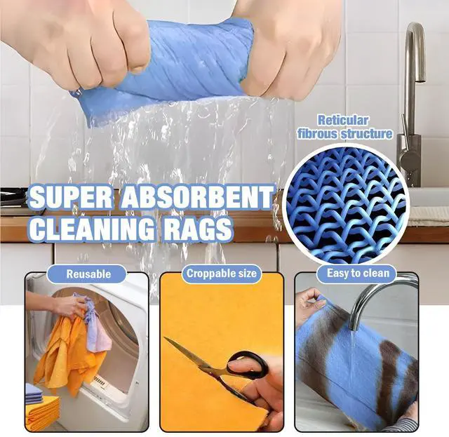 Alt view image 3 of 7 - Ultra-Absorbent Miracle Cleaning Shammy, Super Absorbent Cleaning Cloth Multi-Purpose Non-Woven Cleaning Towels for Home Kitchen Bathroom Car Pet Stains(8 Pack)