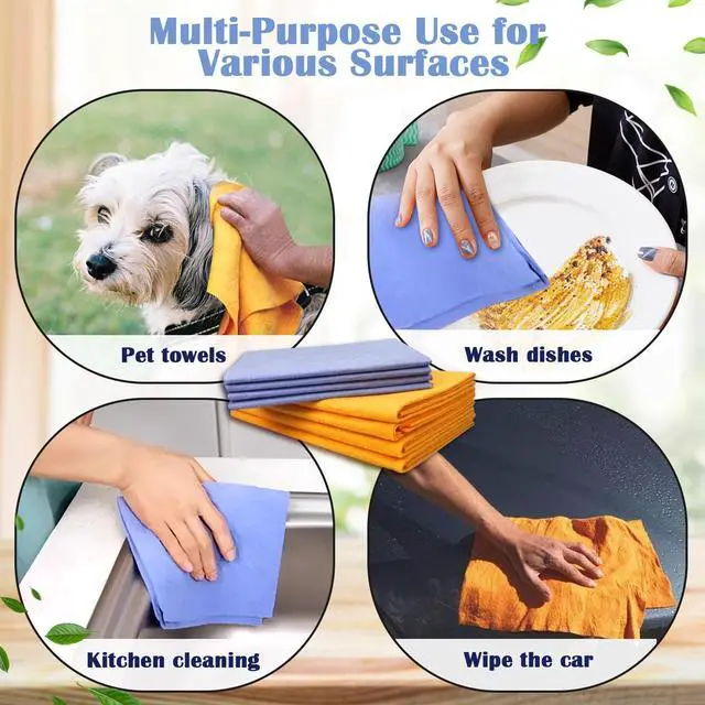 Alt view image 4 of 7 - Ultra-Absorbent Miracle Cleaning Shammy, Super Absorbent Cleaning Cloth Multi-Purpose Non-Woven Cleaning Towels for Home Kitchen Bathroom Car Pet Stains(8 Pack)