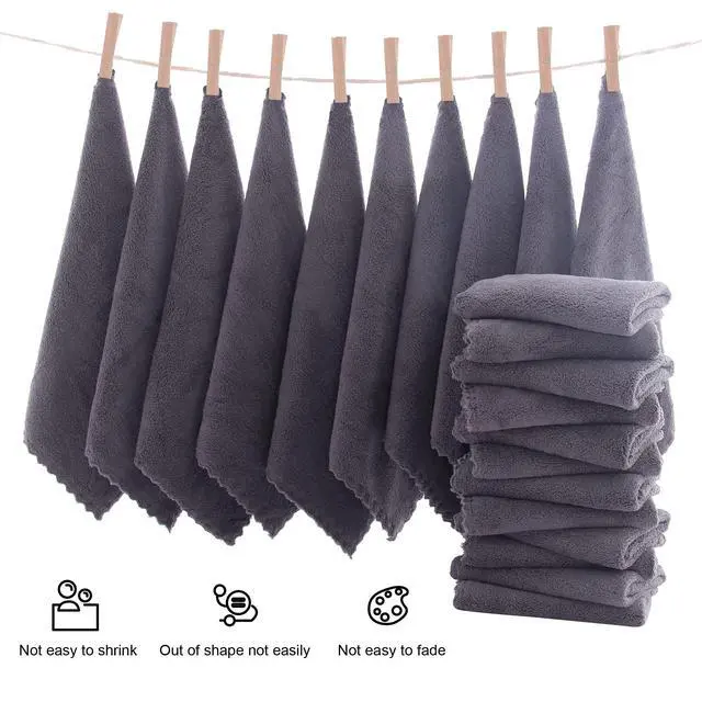Alt view image 3 of 7 - Ultra Soft Premium Washcloths Set - 12 x 12 inches - 24 Pack - Quick Drying - Highly Absorbent Coral Velvet Bathroom Wash Clothes - Use as Bath, Spa, Facial, Fingertip Towel (Grey)