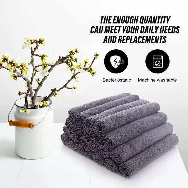 Alt view image 5 of 7 - Ultra Soft Premium Washcloths Set - 12 x 12 inches - 24 Pack - Quick Drying - Highly Absorbent Coral Velvet Bathroom Wash Clothes - Use as Bath, Spa, Facial, Fingertip Towel (Grey)