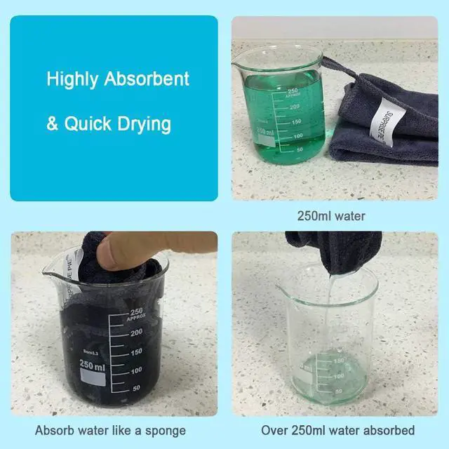 Alt view image 5 of 6 - 400 GSM Premium Microfiber Cleaning Cloths, Ultra Absorbent Lint-Free Towels for Kitchen, Glass, Countertops, Stainless Steel, Car Care & Household Cleaning, Reusable Washable 12" x 12"