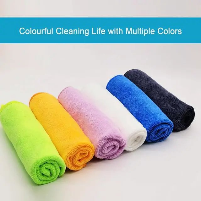 Alt view image 2 of 6 - 400 GSM Premium Microfiber Cleaning Cloths, Ultra Absorbent Lint-Free Towels for Kitchen, Glass, Countertops, Stainless Steel, Car Care & Household Cleaning, Reusable Washable 12" x 12"