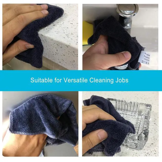 Alt view image 6 of 6 - 400 GSM Premium Microfiber Cleaning Cloths, Ultra Absorbent Lint-Free Towels for Kitchen, Glass, Countertops, Stainless Steel, Car Care & Household Cleaning, Reusable Washable 12" x 12"