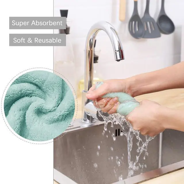 Alt view image 3 of 7 - 20 Pack Kitchen Dish Cloths Absorbent Microfiber Cleaning Cloth
