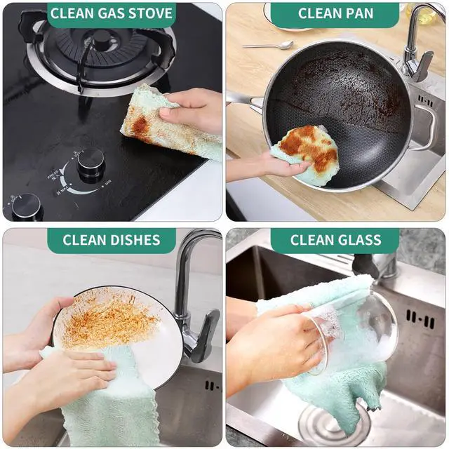 Alt view image 4 of 7 - 20 Pack Kitchen Dish Cloths Absorbent Microfiber Cleaning Cloth