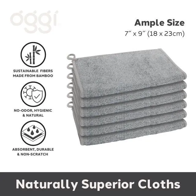 Alt view image 2 of 7 - Bambou Odor-Free Kitchen Washcloths - Natural Kitchen Dish Cloths, 91% Bamboo-Derived Rayon Cellulose Fiber, Reusable, Absorbent, Hygienic, Fast Dry, Durable, Non-Scratch, Lint-Free - 6 pcs, 7x9