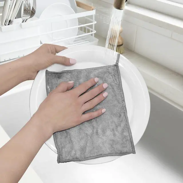 Alt view image 3 of 7 - Bambou Odor-Free Kitchen Washcloths - Natural Kitchen Dish Cloths, 91% Bamboo-Derived Rayon Cellulose Fiber, Reusable, Absorbent, Hygienic, Fast Dry, Durable, Non-Scratch, Lint-Free - 6 pcs, 7x9