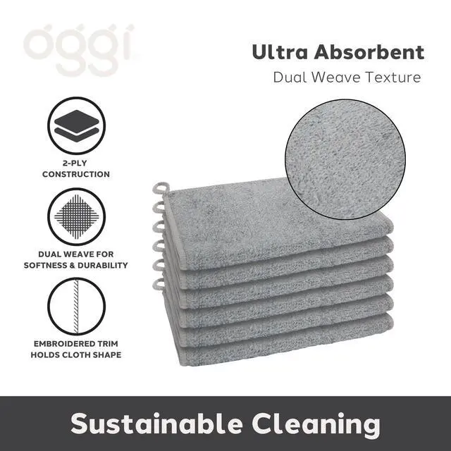 Alt view image 5 of 7 - Bambou Odor-Free Kitchen Washcloths - Natural Kitchen Dish Cloths, 91% Bamboo-Derived Rayon Cellulose Fiber, Reusable, Absorbent, Hygienic, Fast Dry, Durable, Non-Scratch, Lint-Free - 6 pcs, 7x9