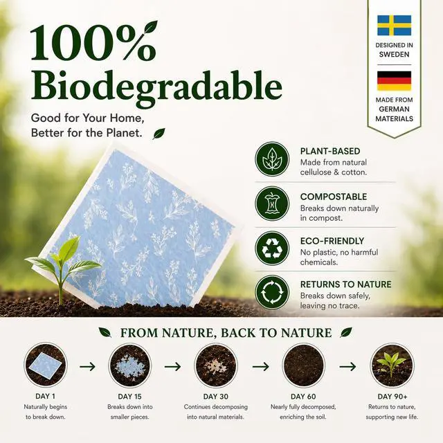 Alt view image 5 of 7 - 10 Pcs Leaf Print Swedish Dishcloths for Kitchen, Washable German Cellulose