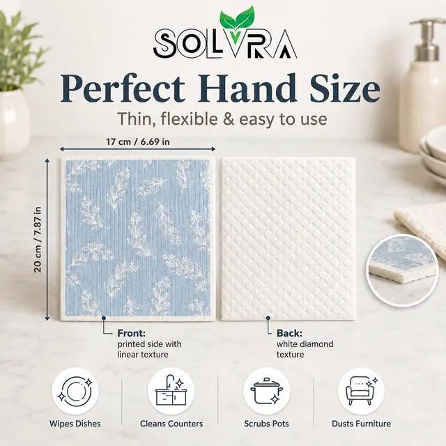 Alt view image 2 of 7 - 10 Pcs Leaf Print Swedish Dishcloths for Kitchen, Washable German Cellulose