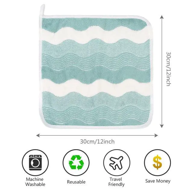 Alt view image 2 of 7 - Absorbent Coral Velvet Washcloth Ultra Soft Microfiber Face Towels 12 x 12 inch Multi-Purpose Face Cloths for Household and Sport