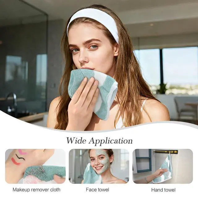 Alt view image 7 of 7 - Absorbent Coral Velvet Washcloth Ultra Soft Microfiber Face Towels 12 x 12 inch Multi-Purpose Face Cloths for Household and Sport