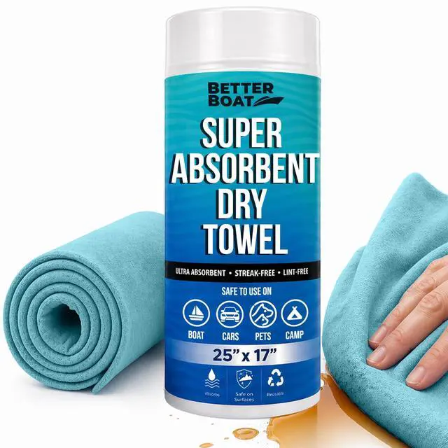 Main image of Super Absorbent Towels, Synthetic Chamois Cloth for Car and Boat Drying, Smooth Cooling Towel, Marine Grade Cleaning Supplies, PVA Shammy Dry Towel 1 Pack