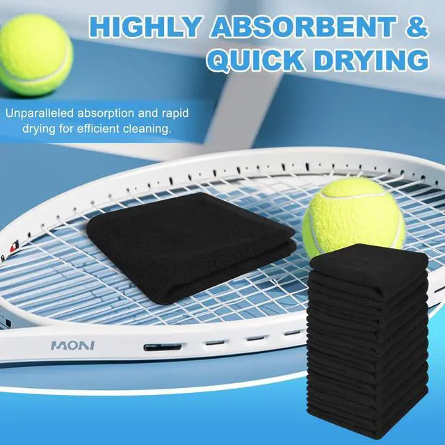 Alt view image 5 of 7 - 6 Pack 100% Cotton Wash Cloth, 12x12Inch Highly Absorbent and Soft Feel Fingertip Towels, Machine Washable Washcloths for Bathroom, Gym, Hotel, Spa and Kitchen, Black