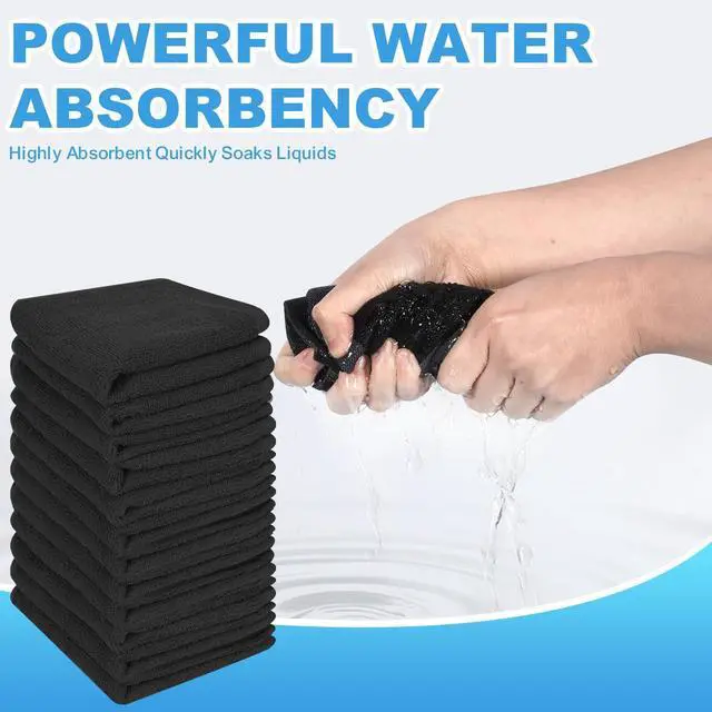 Alt view image 7 of 7 - 6 Pack 100% Cotton Wash Cloth, 12x12Inch Highly Absorbent and Soft Feel Fingertip Towels, Machine Washable Washcloths for Bathroom, Gym, Hotel, Spa and Kitchen, Black