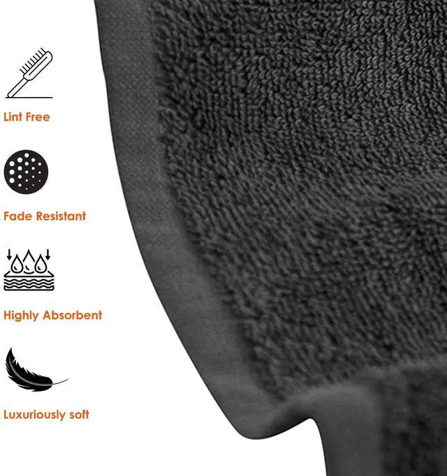 Main image of Hotel & Spa 100% Cotton Washcloths Pack of 24, Ultra Soft, Quick Dry, Lightweight, Highly Absorbent, Perfect for Face, Hands, Spa, Gym, Hotel, Resort & Daily Use (Grey - 12" x 12")