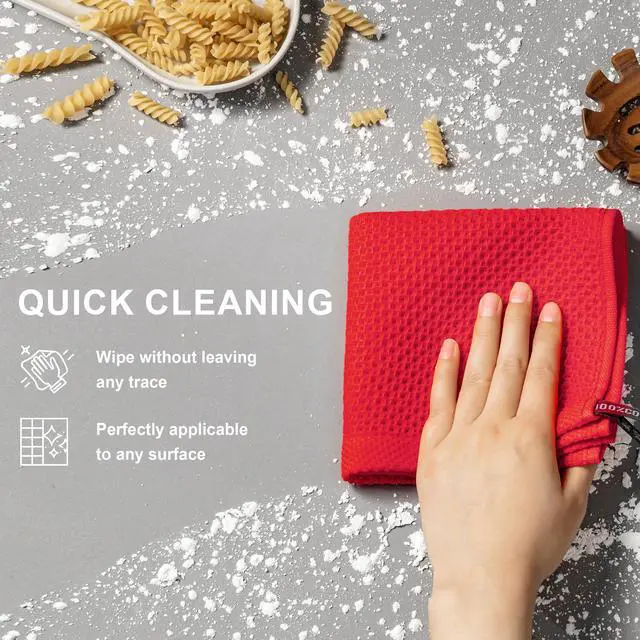 Alt view image 5 of 7 - Cotton Kitchen Dish Cloths, 8-Pack Waffle Weave Ultra Soft Absorbent Dish Towels Washcloths Quick Drying Dish Rags, 12x12 Inches, Red