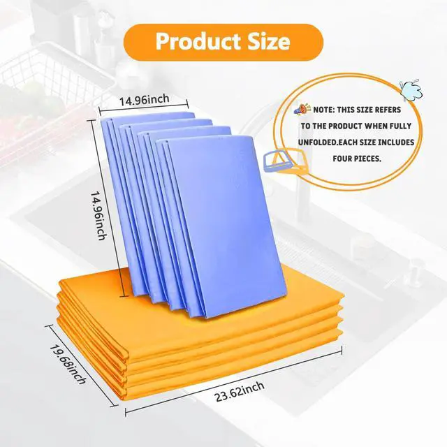 Alt view image 2 of 7 - 8 Pack Super Absorbent Shammy Cleaning Cloths Reusable Non-Woven, Lint-Free & Scratch-Free Towels for Kitchen, Bathroom, Windows, Floors, Car & Pet Cleanups
