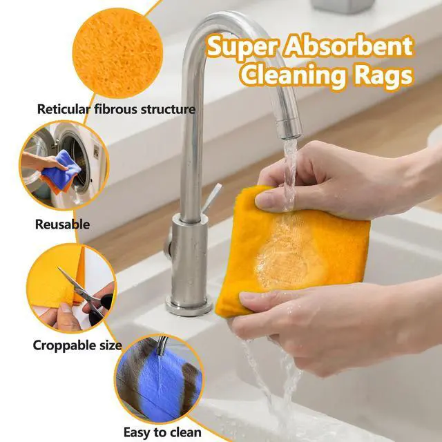 Alt view image 3 of 7 - 8 Pack Super Absorbent Shammy Cleaning Cloths Reusable Non-Woven, Lint-Free & Scratch-Free Towels for Kitchen, Bathroom, Windows, Floors, Car & Pet Cleanups