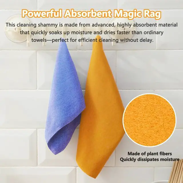 Alt view image 5 of 7 - 8 Pack Super Absorbent Shammy Cleaning Cloths Reusable Non-Woven, Lint-Free & Scratch-Free Towels for Kitchen, Bathroom, Windows, Floors, Car & Pet Cleanups