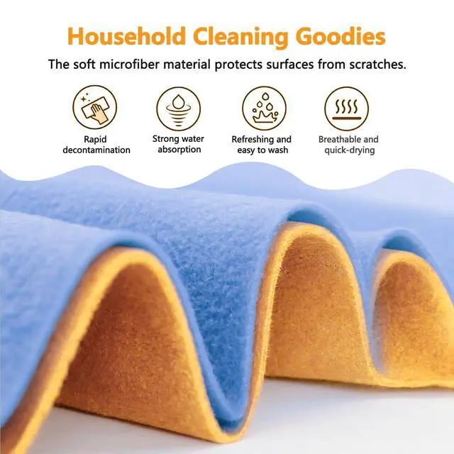 Alt view image 6 of 7 - 8 Pack Super Absorbent Shammy Cleaning Cloths Reusable Non-Woven, Lint-Free & Scratch-Free Towels for Kitchen, Bathroom, Windows, Floors, Car & Pet Cleanups