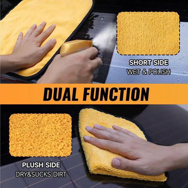 Alt view image 4 of 7 - 3 Pack Microfiber Towels for Cars,16inch*14inch-420GSM Premium Microfiber Cleaning Cloth Car Drying Towel,Safe for Car Wash Scratch Free Strong Water Absorption