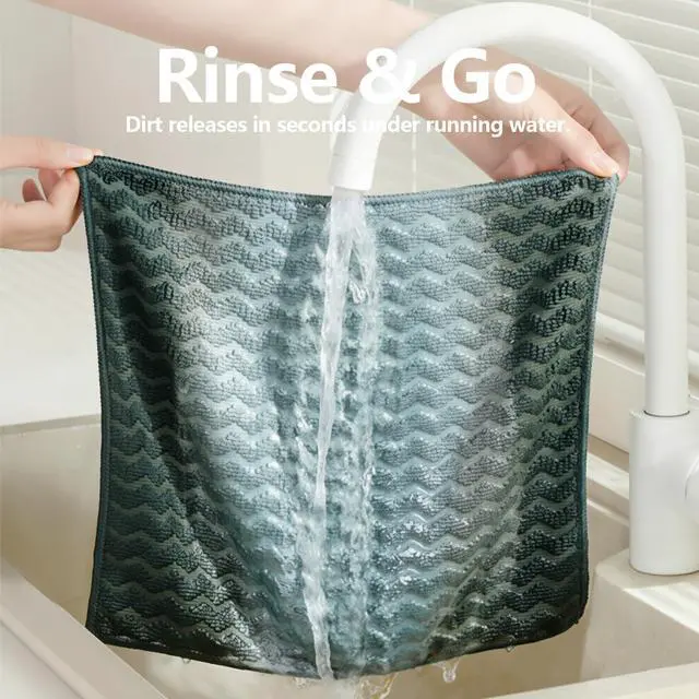 Alt view image 5 of 6 - Microfiber Cleaning Cloths, 6Pack Kitchen Rags for Counter, Absorbent Dish Towel, Dish Cloths for Washing Dishes, Premium Dusting Cloths (6)