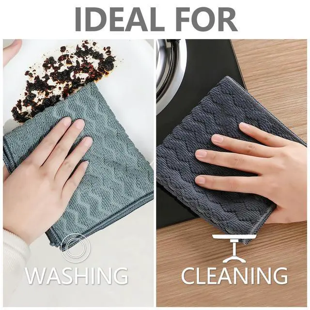 Alt view image 6 of 6 - Microfiber Cleaning Cloths, 6Pack Kitchen Rags for Counter, Absorbent Dish Towel, Dish Cloths for Washing Dishes, Premium Dusting Cloths (6)