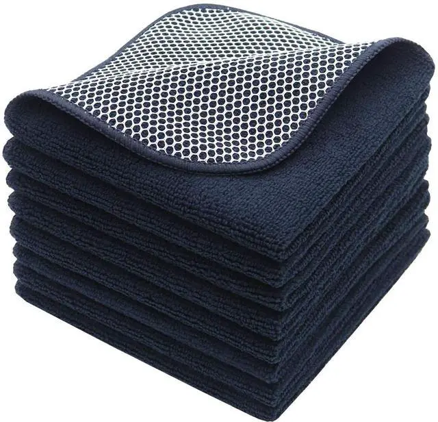 Main image of Microfiber Cleaning Cloth, Dish Rags, 12x12inch, 8 Pack, Black
